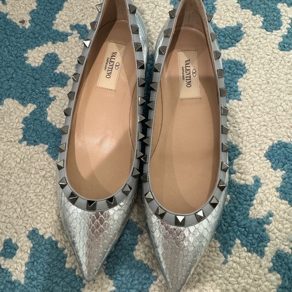 Valentino Silver Studded Women's Flats size 36